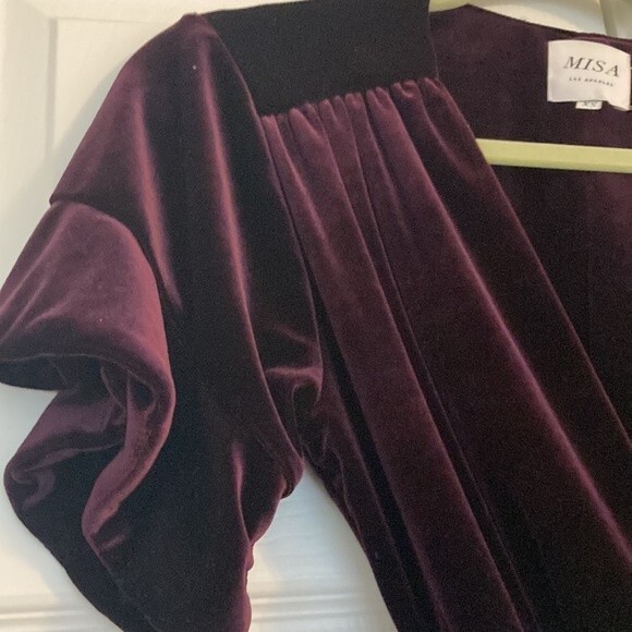 NWOT MISA Los Angeles Corinne holiday velvet wrap mini dress size XS dark cherry - Picture 8 of 10